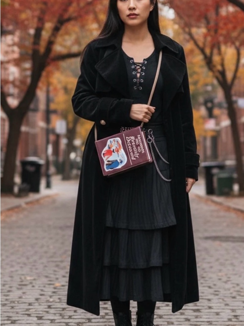 New Beetlejuice novelty 'Handbook for the Recently Deceased' Burgundy Crossbody - Picture 2 of 8